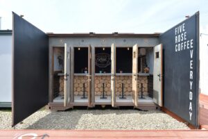 009【フルビルド】5席のみの小さなカフェコンテナー「five rose coffee」